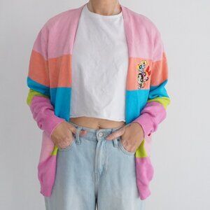 Cakeworthy Powerpuff Girls Pink Rainbow Stripe Button Knit Cardigan S